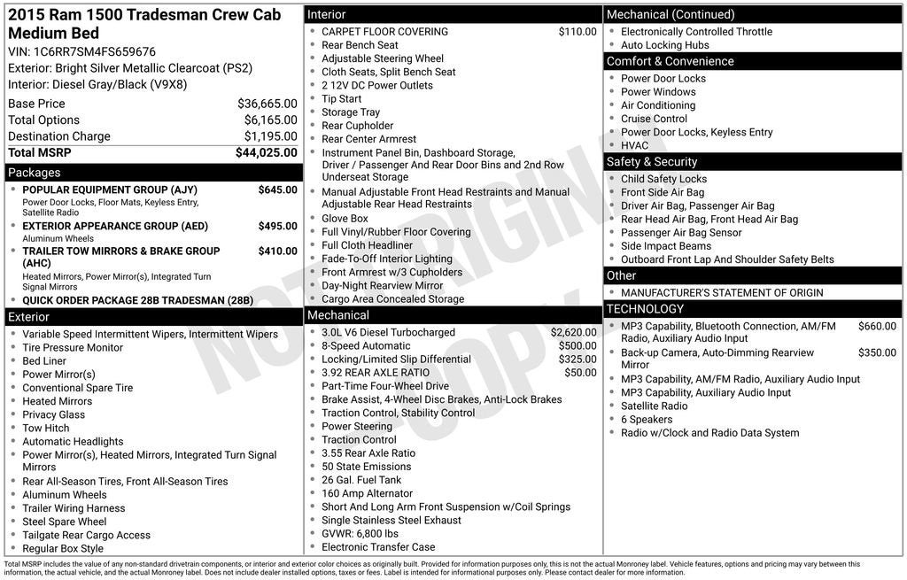 2015 RAM 1500 Tradesman