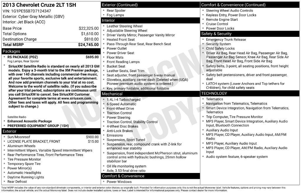 2013 Chevrolet Cruze 2LT