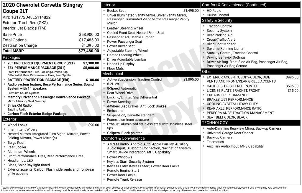 2020 Chevrolet Corvette Stingray 2LT