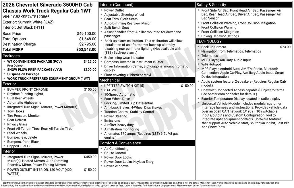 2026 Chevrolet Silverado 3500 HD Chassis Cab Work Truck