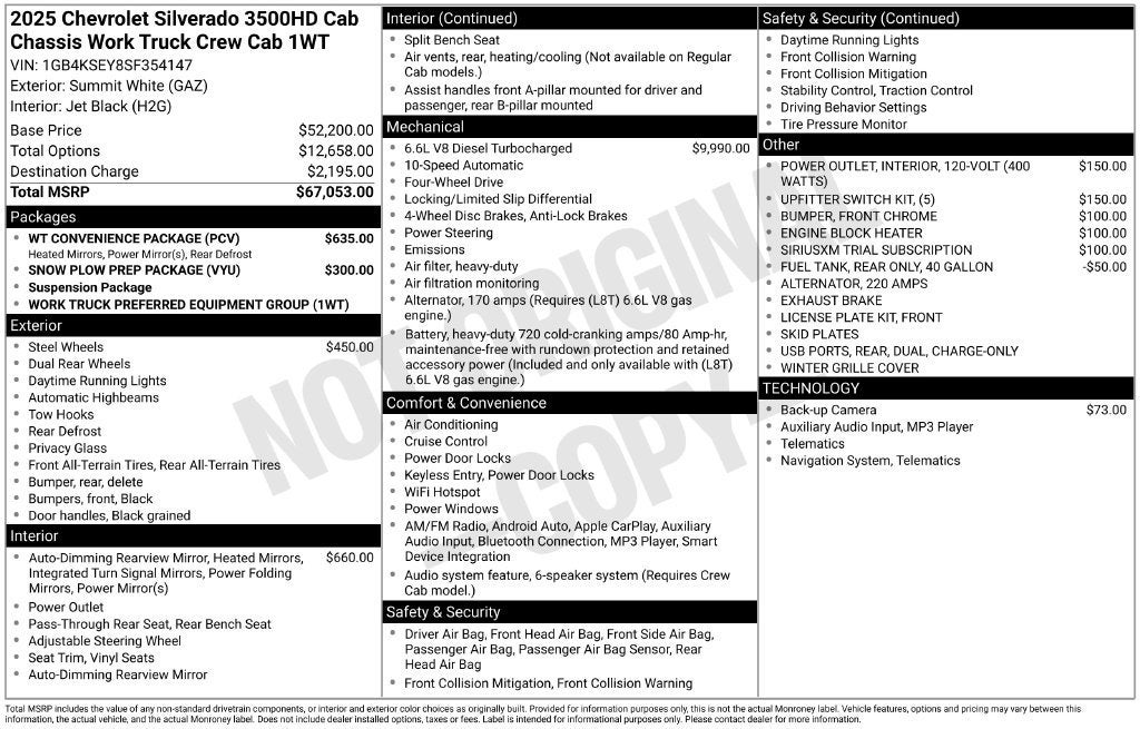 2025 Chevrolet Silverado 3500 HD Chassis Cab Work Truck