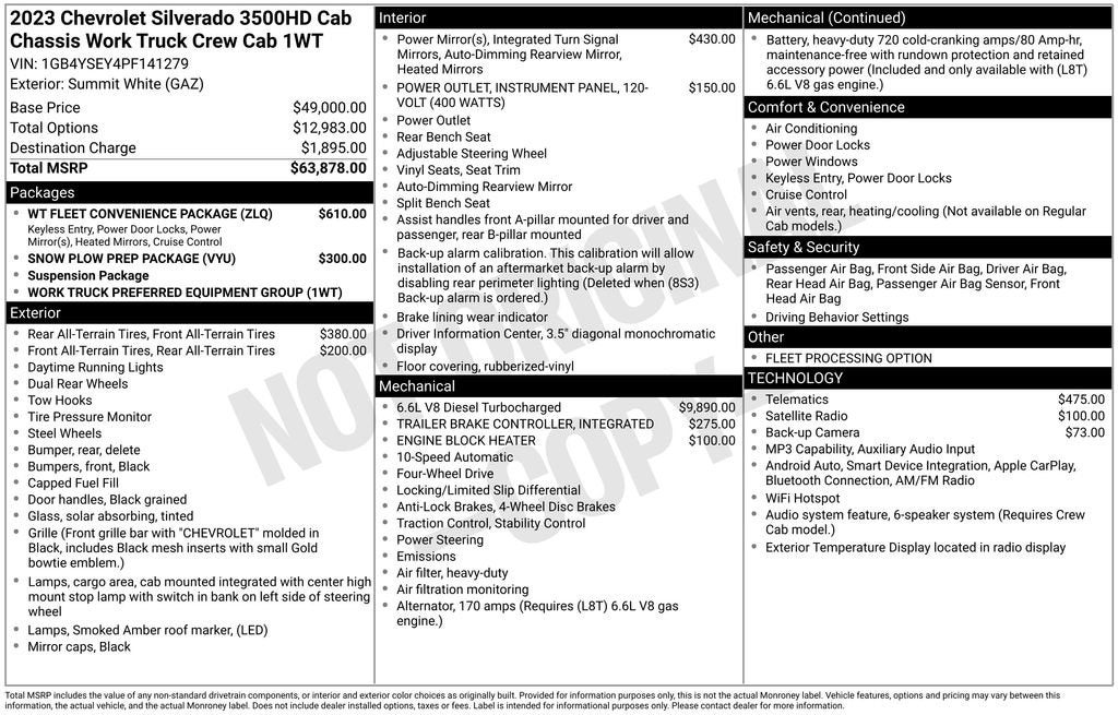 2023 Chevrolet Silverado 3500 HD Chassis Cab Work Truck