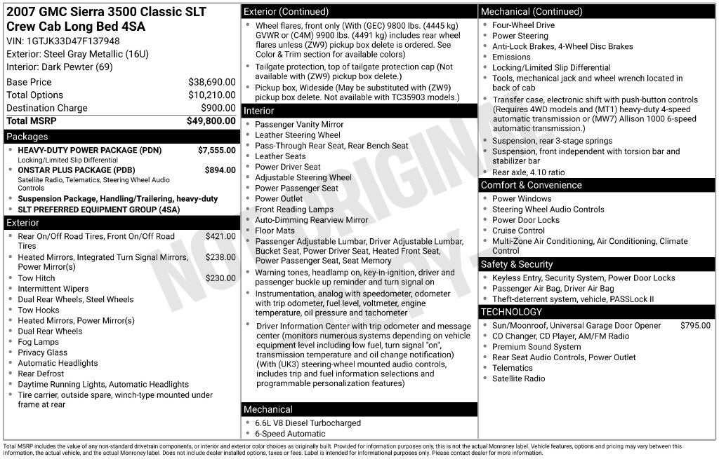 2007 GMC Sierra 3500 HD DRW SLT