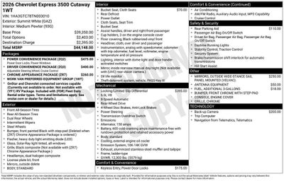 2026 Chevrolet Express Cutaway 3500 1WT