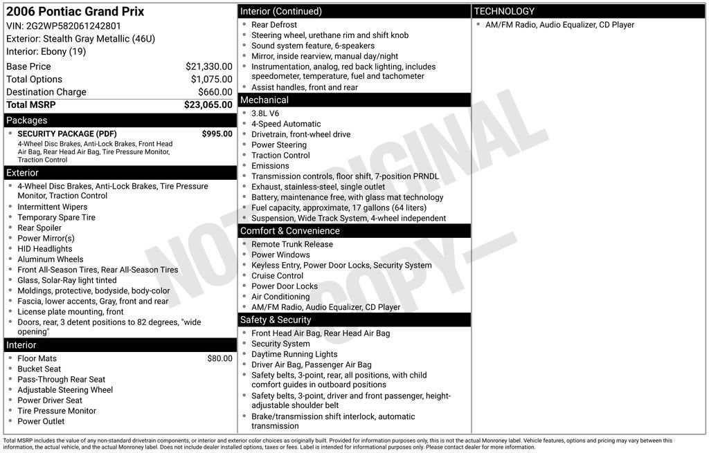 2006 Pontiac Grand Prix BASE