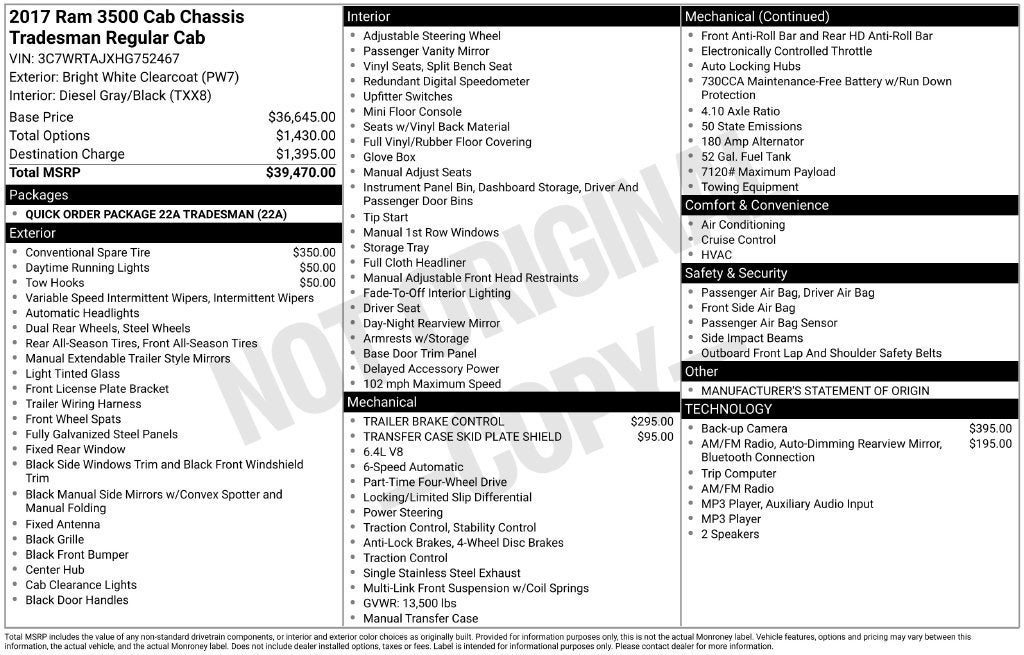 2017 RAM 3500 Chassis Cab Tradesman