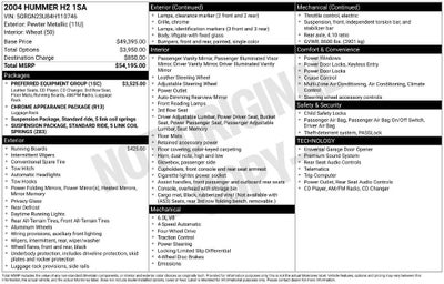 2004 HUMMER H2 BASE