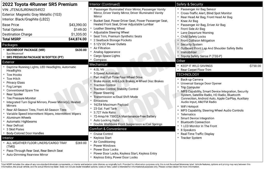 2022 Toyota 4Runner SR5 Premium